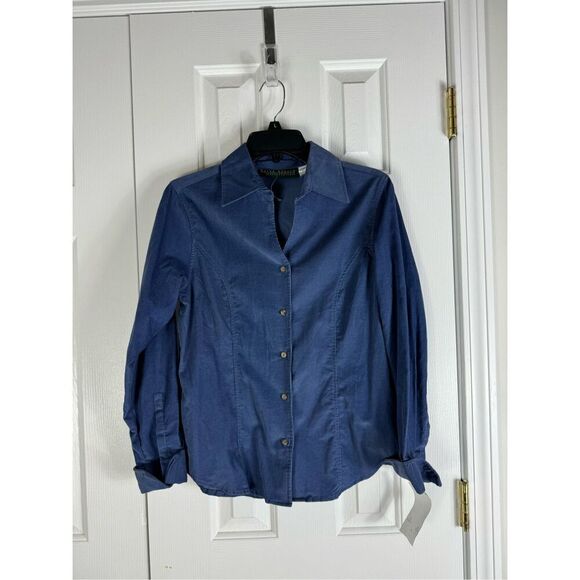 NWT Harve Bernard Womens Blue Cord Button up Shirt Size Small - Picture 1 of 3
